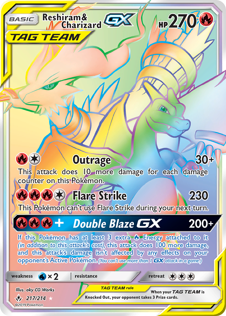 Reshiram & Charizard GX (217/214) [Sun & Moon: Unbroken Bonds] | Dumpster Cat Games