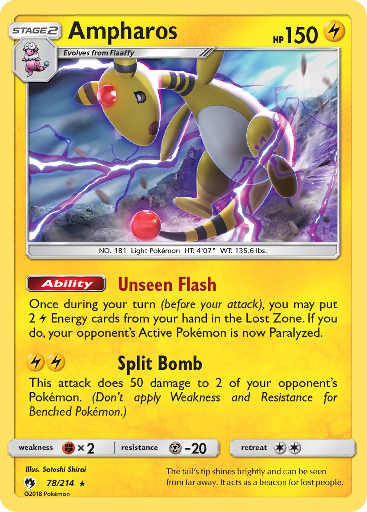 Ampharos (78/214) (Theme Deck Exclusive) [Sun & Moon: Lost Thunder] | Dumpster Cat Games