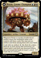 Tetzin, Gnome Champion // The Golden-Gear Colossus [The Lost Caverns of Ixalan Commander] | Dumpster Cat Games