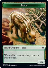 Boar // Food (15) Double-sided Token [Throne of Eldraine Tokens] | Dumpster Cat Games