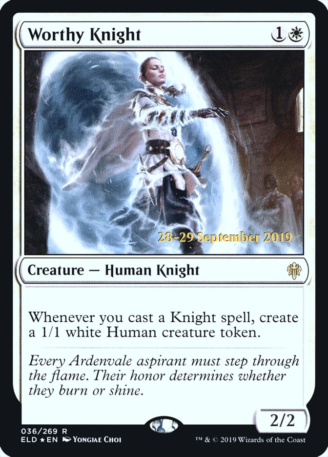 Worthy Knight  [Throne of Eldraine Prerelease Promos] | Dumpster Cat Games