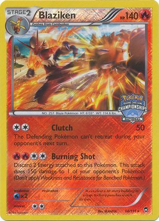 Blaziken (14/111) (National Championship Promo) [XY: Furious Fists] | Dumpster Cat Games