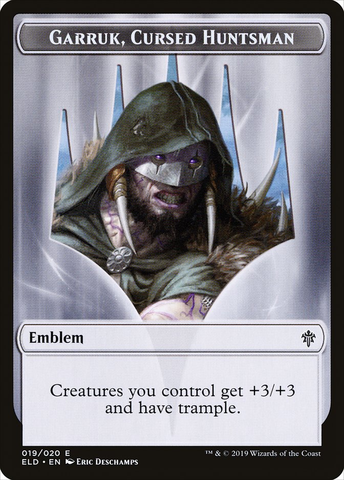 Garruk, Cursed Huntsman Emblem [Throne of Eldraine Tokens] | Dumpster Cat Games