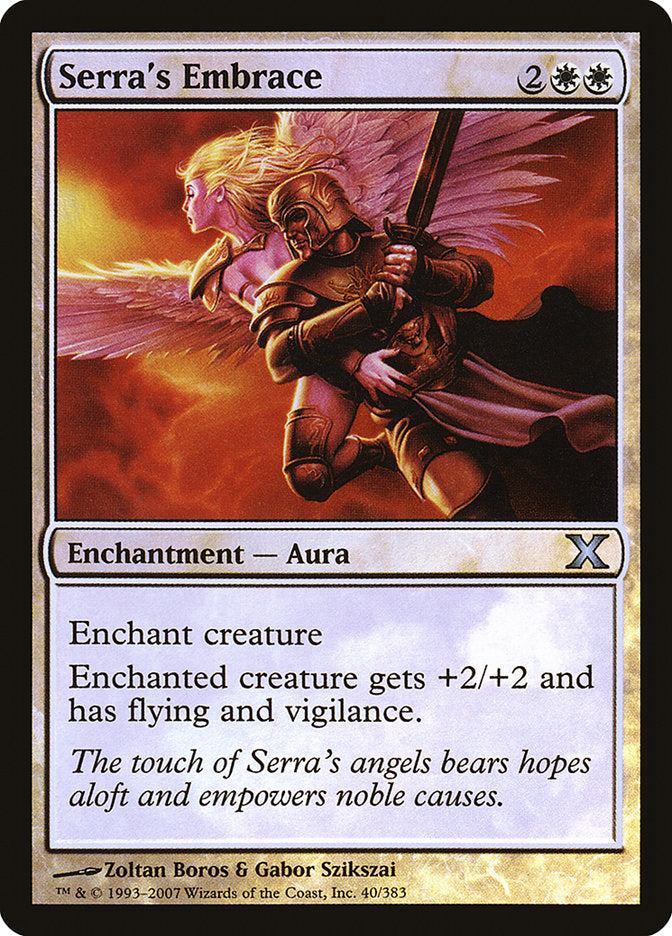 Serra's Embrace (Premium Foil) [Tenth Edition] | Dumpster Cat Games