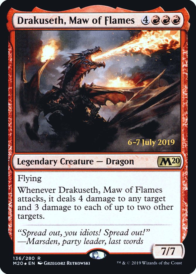 Drakuseth, Maw of Flames  [Core Set 2020 Prerelease Promos] | Dumpster Cat Games