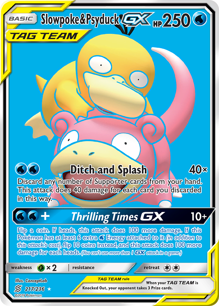 Slowpoke & Psyduck GX (217/236) [Sun & Moon: Unified Minds] | Dumpster Cat Games