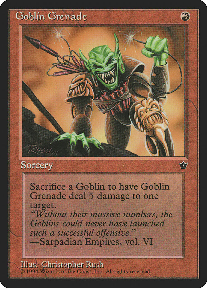 Goblin Grenade (Christopher Rush) [Fallen Empires] | Dumpster Cat Games