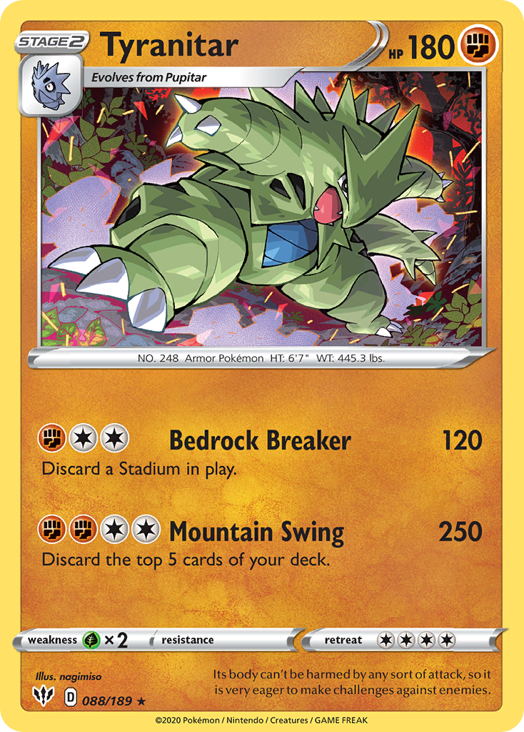 Tyranitar (088/189) [Sword & Shield: Darkness Ablaze] | Dumpster Cat Games