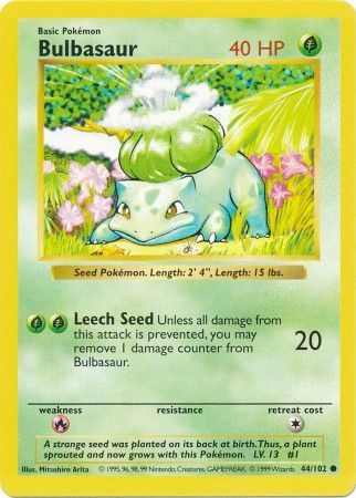 Bulbasaur (44/102) [Base Set Shadowless Unlimited] | Dumpster Cat Games