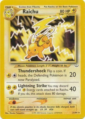 Raichu (21/64) [Neo Revelation Unlimited] | Dumpster Cat Games