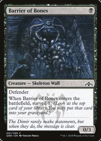 Barrier of Bones [Guilds of Ravnica] | Dumpster Cat Games