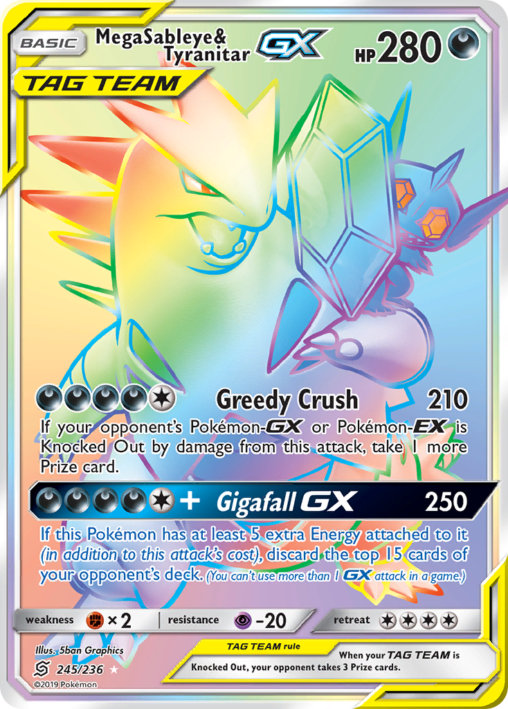 Mega Sableye & Tyranitar GX (245/236) [Sun & Moon: Unified Minds] | Dumpster Cat Games