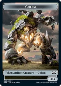 Golem // Elf Warrior Double-sided Token [Double Masters Tokens] | Dumpster Cat Games