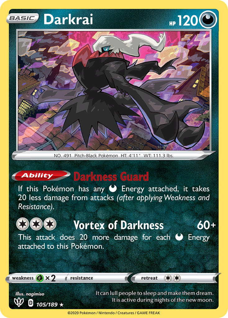 Darkrai (105/189) (Theme Deck Exclusive) [Sword & Shield: Darkness Ablaze] | Dumpster Cat Games