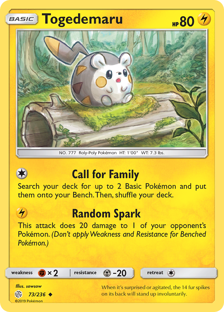 Togedemaru (73/236) [Sun & Moon: Cosmic Eclipse] | Dumpster Cat Games