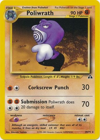 Poliwrath (28/75) [Neo Discovery Unlimited] | Dumpster Cat Games