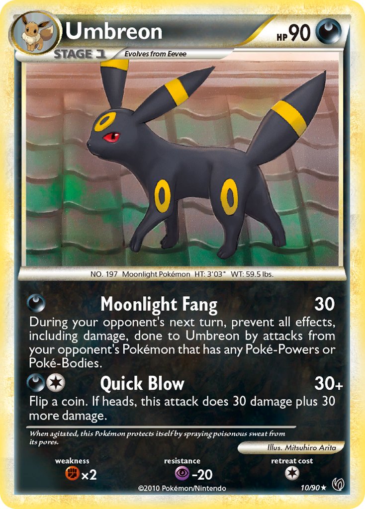 Umbreon (10/90) (Cracked Ice Holo) (Theme Deck Exclusive) [HeartGold & SoulSilver: Undaunted] | Dumpster Cat Games