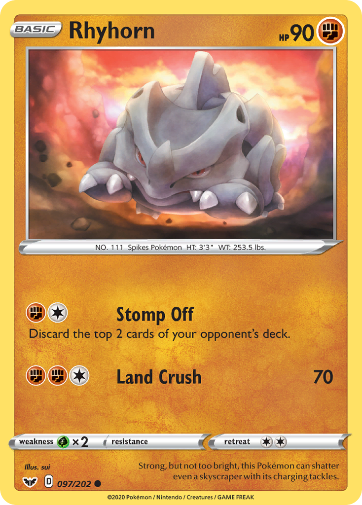 Rhyhorn (097/202) [Sword & Shield: Base Set] | Dumpster Cat Games