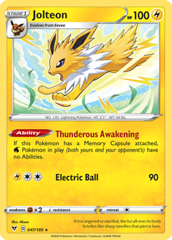 Jolteon (047/185) [Sword & Shield: Vivid Voltage] | Dumpster Cat Games