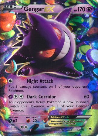 Gengar EX (34/119) (Jumbo Card) [XY: Phantom Forces] | Dumpster Cat Games