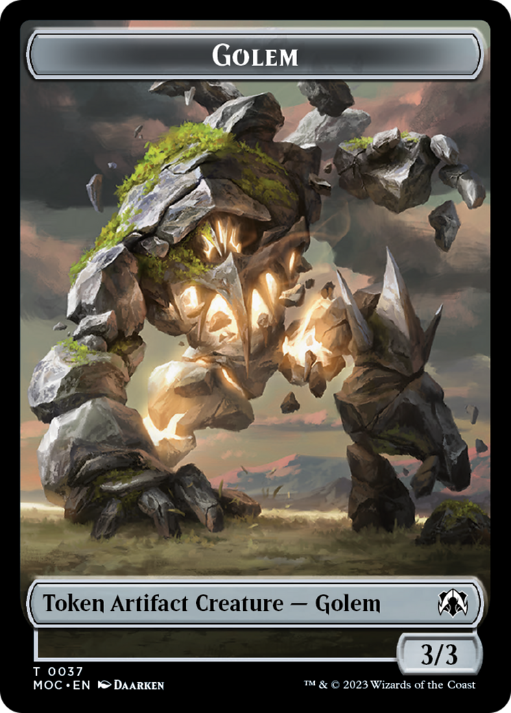 Golem // Clue Double-Sided Token [March of the Machine Commander Tokens] | Dumpster Cat Games