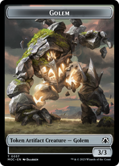 Golem // Blood Double-Sided Token [March of the Machine Commander Tokens] | Dumpster Cat Games