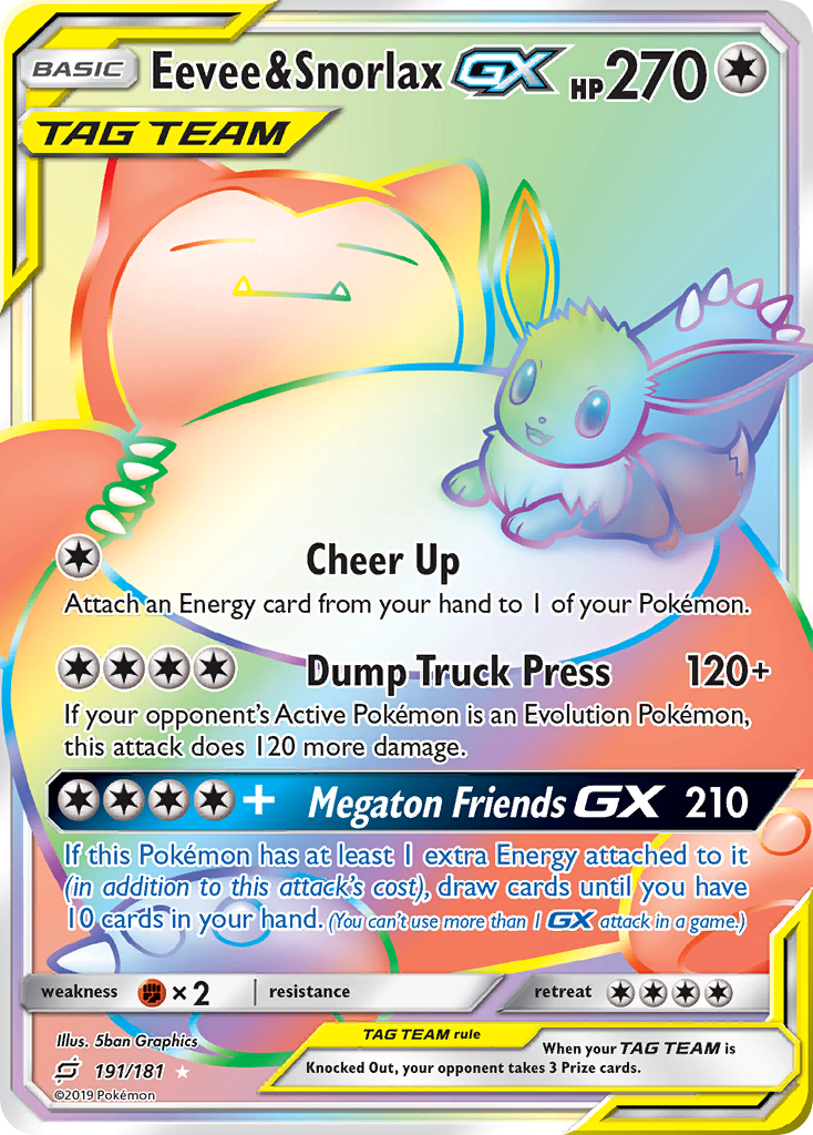 Eevee & Snorlax GX (191/181) [Sun & Moon: Team Up] | Dumpster Cat Games