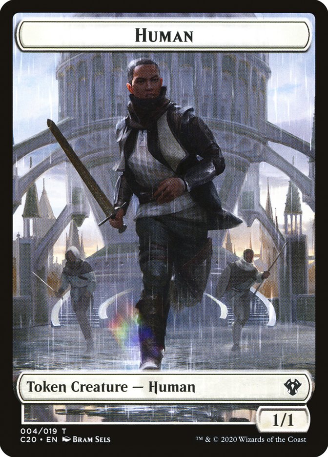 Human // Treasure Double-sided Token [Commander 2020 Tokens] | Dumpster Cat Games