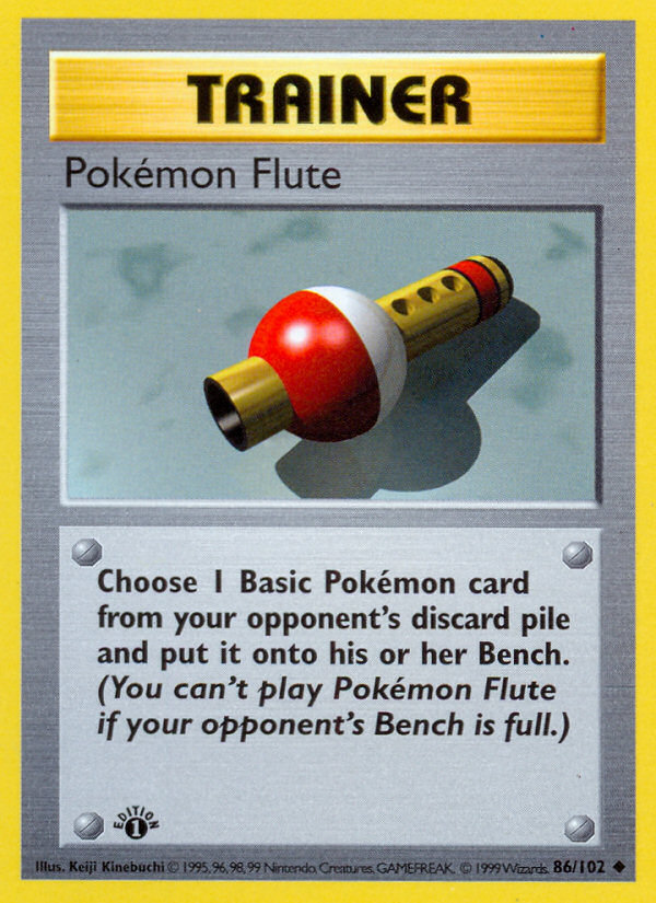 Pokemon Flute (86/102) (Shadowless) [Base Set 1st Edition] | Dumpster Cat Games