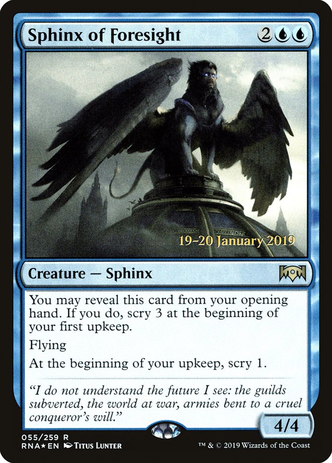 Sphinx of Foresight [Ravnica Allegiance Prerelease Promos] | Dumpster Cat Games