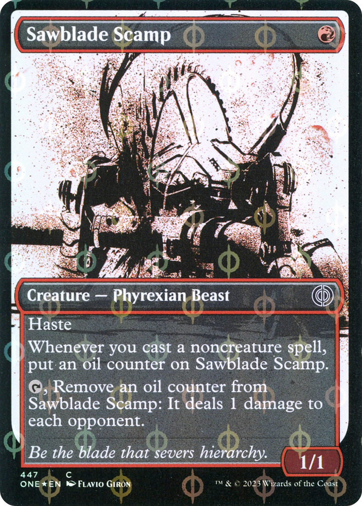 Sawblade Scamp (Showcase Ichor Step-and-Compleat Foil) [Phyrexia: All Will Be One] | Dumpster Cat Games