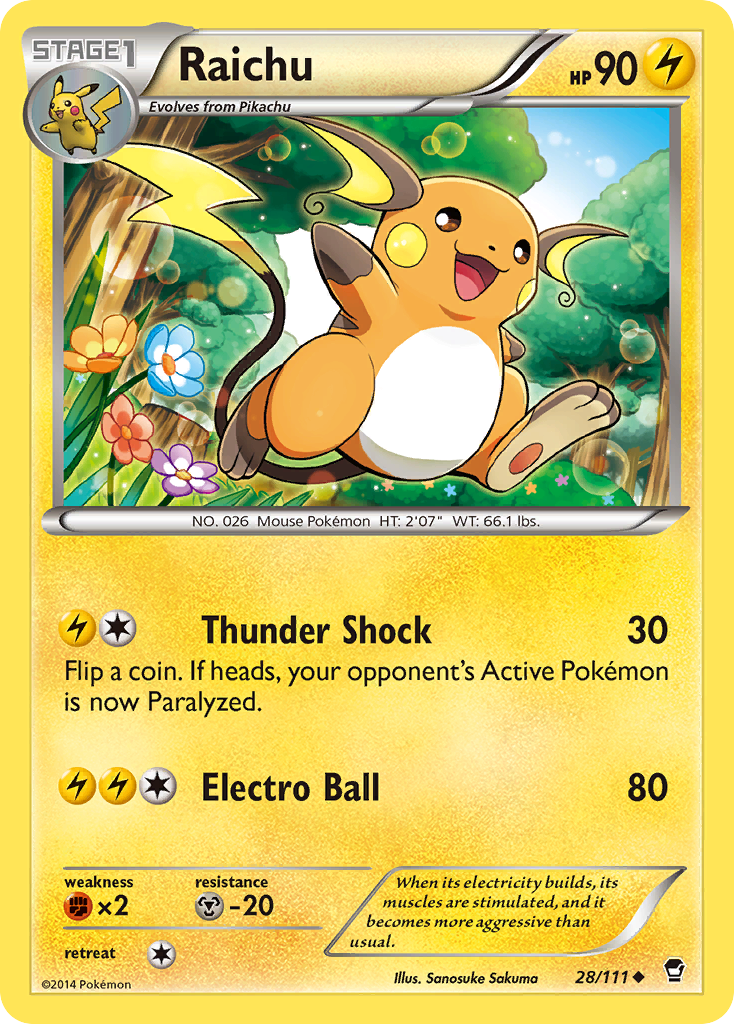 Raichu (28/111) [XY: Furious Fists] | Dumpster Cat Games