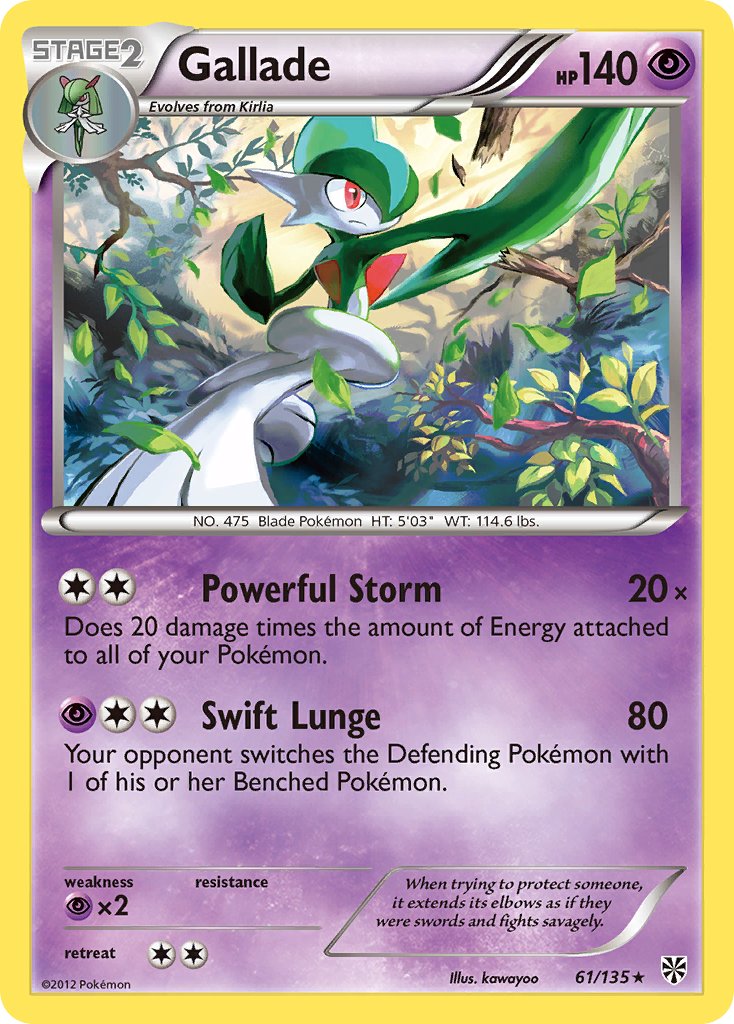 Gallade (61/135) (Cosmos Holo) (Blister Exclusive) [Black & White: Plasma Storm] | Dumpster Cat Games