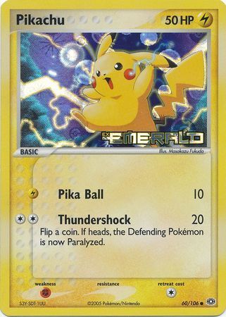 Pikachu (60/106) (Stamped) [EX: Emerald] | Dumpster Cat Games