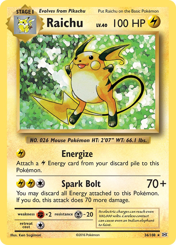 Raichu (36/108) (Theme Deck Exclusive) [XY: Evolutions] | Dumpster Cat Games