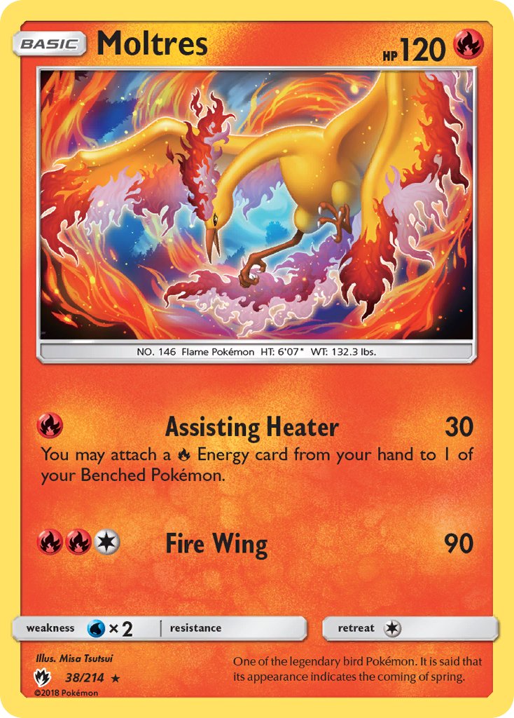 Moltres (38/214) (Let's Play, Eevee) Cracked Ice Holo) (Theme Deck Exclusive) [Sun & Moon: Lost Thunder] | Dumpster Cat Games