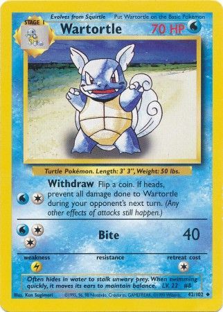 Wartortle (42/102) [Base Set Unlimited] | Dumpster Cat Games