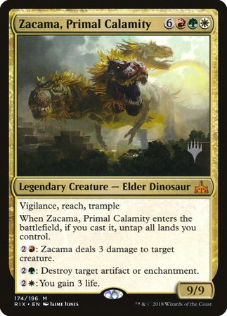 Zacama, Primal Calamity [Rivals of Ixalan Promos] | Dumpster Cat Games