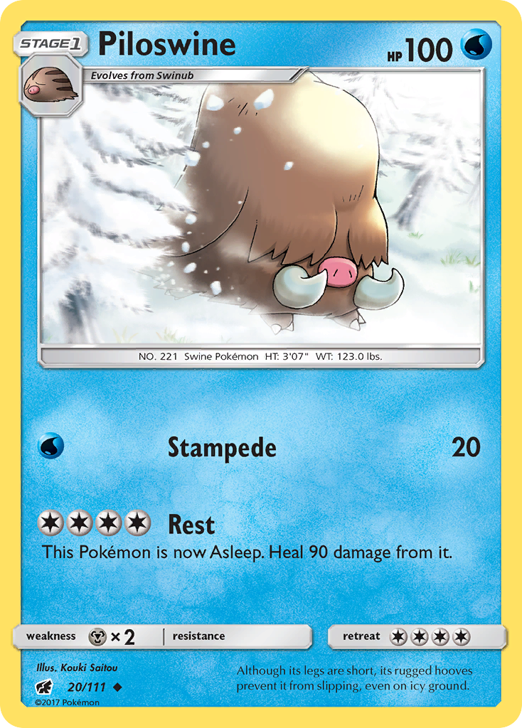 Piloswine (20/111) [Sun & Moon: Crimson Invasion] | Dumpster Cat Games