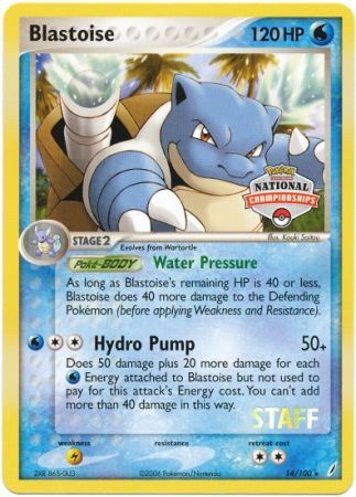 Blastoise (14/100) (National Championship Promo Staff) [EX: Crystal Guardians] | Dumpster Cat Games