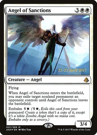 Angel of Sanctions [Amonkhet Promos] | Dumpster Cat Games