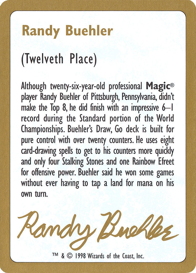 Randy Buehler Bio [World Championship Decks 1998] | Dumpster Cat Games