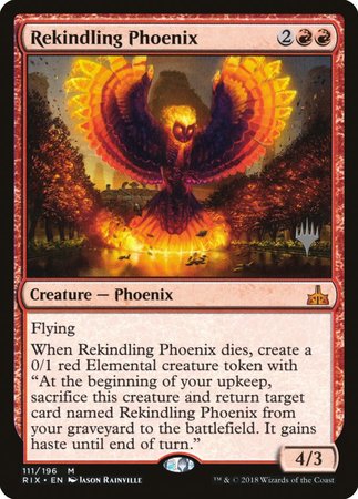 Rekindling Phoenix [Rivals of Ixalan Promos] | Dumpster Cat Games