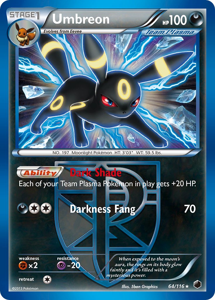 Umbreon (64/116) (Moltres Legendary Battle Deck) (Theme Deck Exclusive) [Black & White: Plasma Freeze] | Dumpster Cat Games