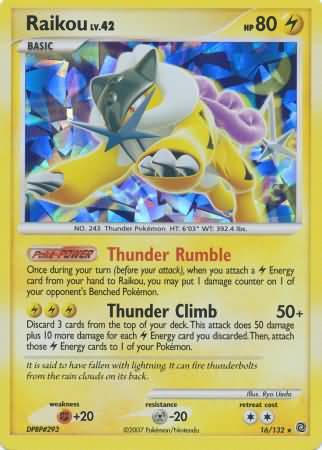 Raikou (16/132) (Cracked Ice Holo) [Diamond & Pearl: Secret Wonders] | Dumpster Cat Games