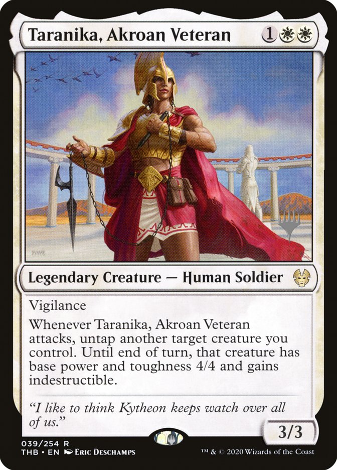 Taranika, Akroan Veteran (Promo Pack) [Theros Beyond Death Promos] | Dumpster Cat Games