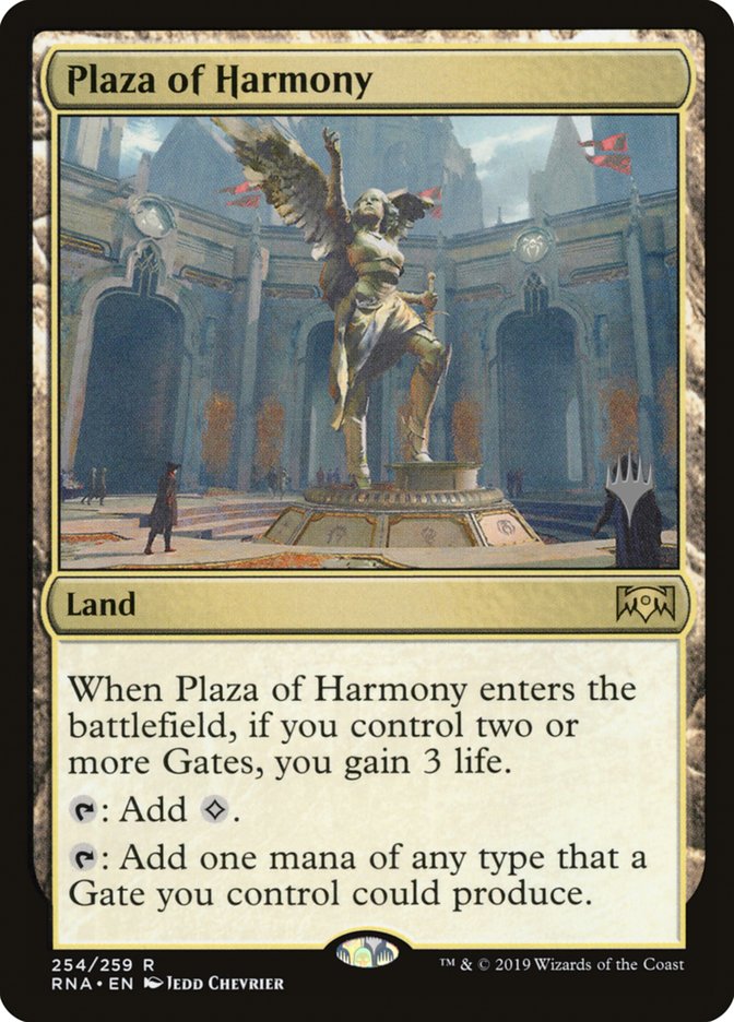 Plaza of Harmony (Promo Pack) [Ravnica Allegiance Promos] | Dumpster Cat Games