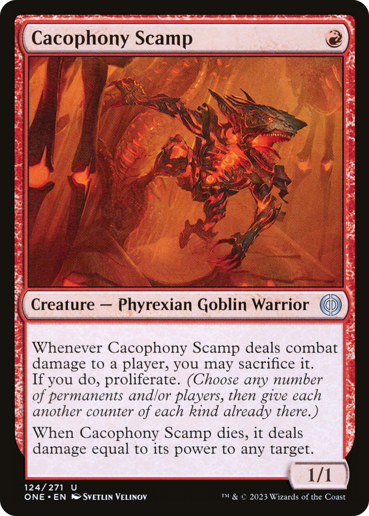 Cacophony Scamp [Phyrexia: All Will Be One] | Dumpster Cat Games