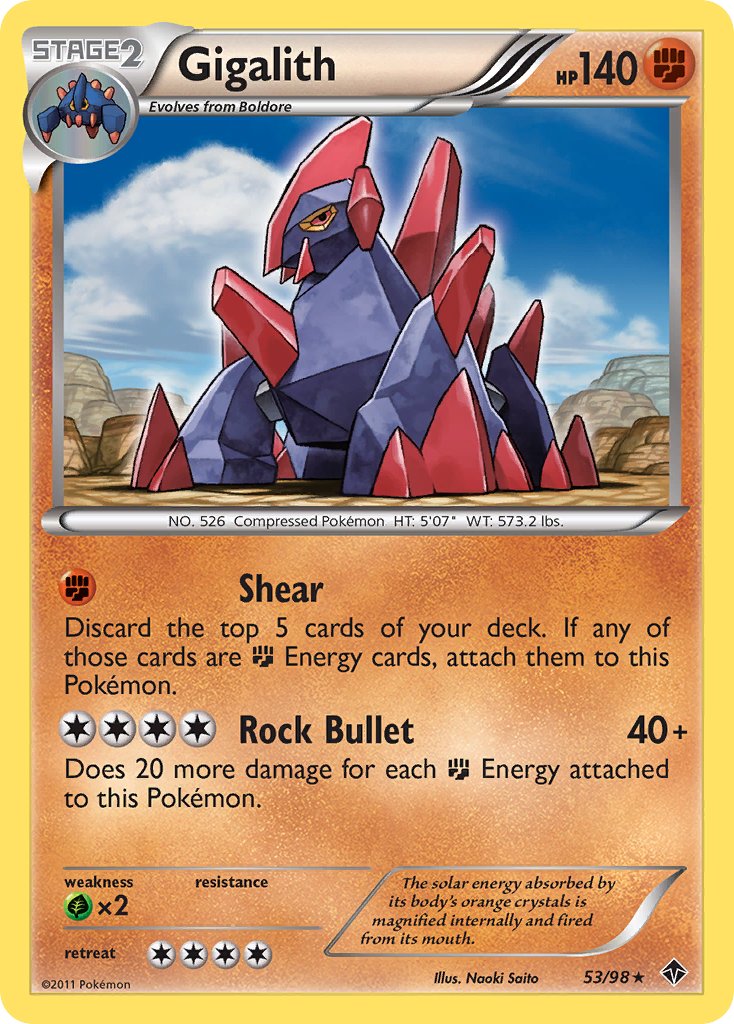 Gigalith (53/98) (Cracked Ice Holo) (Blister Exclusive) [Black & White: Emerging Powers] | Dumpster Cat Games