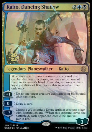 Kaito, Dancing Shadow [Phyrexia: All Will Be One Prerelease Promos] | Dumpster Cat Games